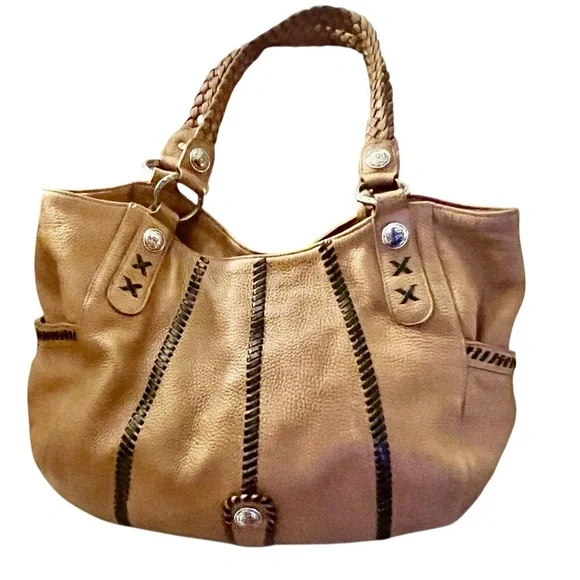 Brighton Mesa Camel Leather Bag with Whipstitching - Picture 2 of 11